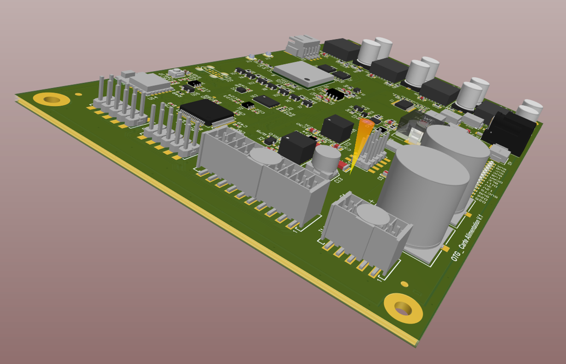 Rendu 3D pcb électronique